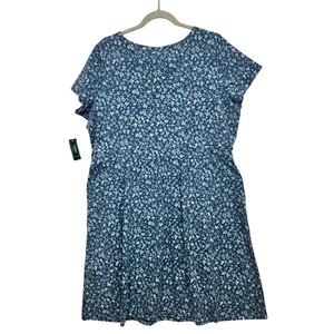 Abito donna LL Bean 1x regular facile cotone luminoso mattina tasche floreali nuovo con etichette - Foto 1 di 12