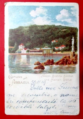 Abbazia (Allora Provincia di Pola It.) Gruss aus Abbazia viaggiata 30/11/1919 - Immagine 1 di 2
