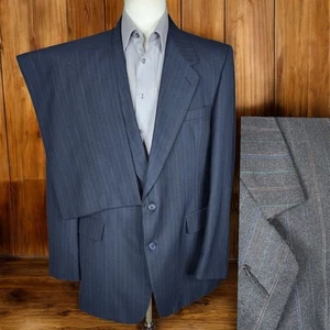 Towncraft 2 Piece Suit Mens 42L 32X32 Dark Navy Multicolor Stripe - Picture 1 of 12