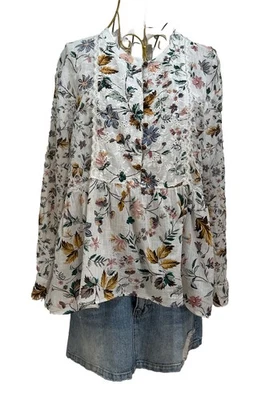 Anthropologie Top Women Sm Floral Ginevra Babydoll Oversized Country Boho Hippie - Image 1 of 4