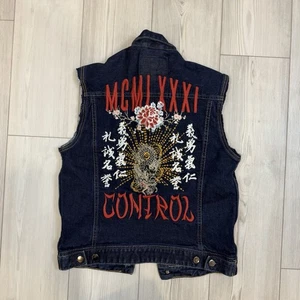 Guess "Rex" Men’s Medium Embroidered Jenim Jacket ALTERED into Best READ - Picture 1 of 10