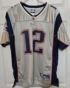 Vintage New England Patriots #12 Tom Brady Grey Reebok NFL Youth XL 18-20 Jersey - Picture 1 of 6