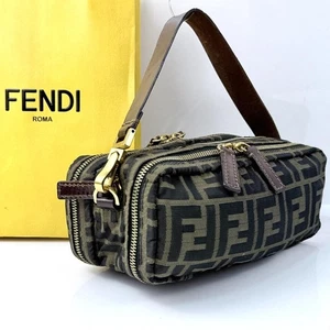 FENDI Accessory Pouch Hand Bag Tote Purse FF Zucca Authentic - Picture 1 of 24