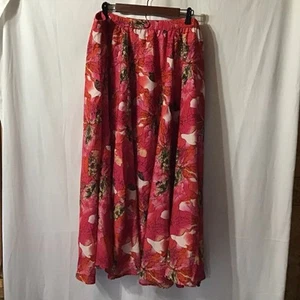 Mod X hellrosa & rot Blumen romantisch fließend Kreis Maxirock 1X - Bild 1 von 5