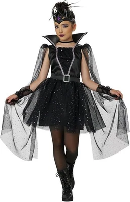 Disfraz de Majestad Oscura Negro Gótico Medieval Reina Elegante Halloween Niño Foto 1 de 3