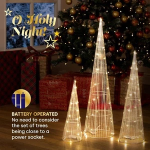 Weihnachtsdorf 3 Stück LED Glitzer Baumzapfen - beleuchtet Weihnachts Lametta Deko - Bild 1 von 8