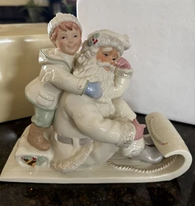 Lenox Christmas Holding on for the Holidays Santa Boy on Sled 8” x 7" - Picture 1 of 16