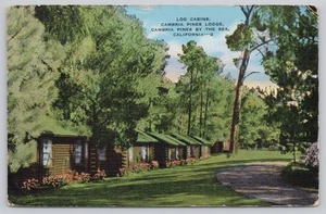 Leinen Postkarte Blockhütten Cambria Pines Lodge Kalifornien - Bild 1 von 2