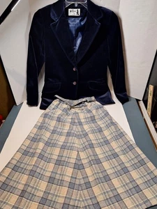 Mr. Beau Velvet Sport Jacket And Wool Skirt Outfit, Woman's Size Small - Picture 1 of 9