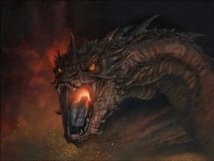 Smaug Treasure Fire LOTR Dragon King Under The Mountain Benedict Cumberbatch Art - Picture 1 of 1