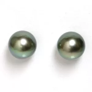 Orecchini a perno perle di Tahiti 9 mm verde 14 kt perfetti - Foto 1 di 3