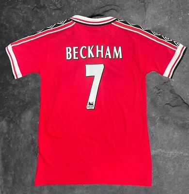 复古贝克汉姆 1998 年曼联儿童球衣-家庭联赛版 — 第 1/4 张图片