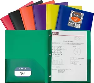C-Line Two-Pocket Heavyweight Poly Portfolio with Prongs, For Letter Size Papers - Picture 1 of 6