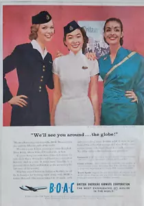 BOAC British Overseas Airways, International Stewardesses 1960 Aviation Ad - Bild 1 von 2