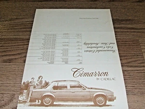 CADILLAC CIMARRON EXTERIORS / INTERIOR PAINT CHART 12" X 8" - Picture 1 of 2