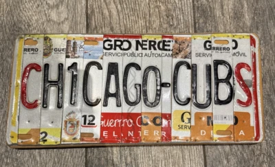 Chicago Cubs License Plate Art Sign – Handmade MLB Baseball Man Cave Decor - Image 1 of 4