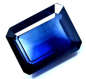 30.95Ct Natural Royal Blue Sapphire Emerald Cut CEYLON Gemstone FLASHY Certified