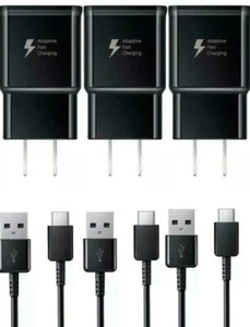 3x Caricabatterie da parete adattivo rapido + cavo Type-C per Samsung Galaxy S8 S9 S10 A10E BLK - Foto 1 di 5