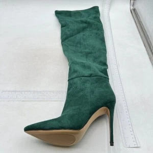 Women Stiletto High Heel Knee High Long Boots Closed Toe Pull On Faux Suede - Picture 1 of 6