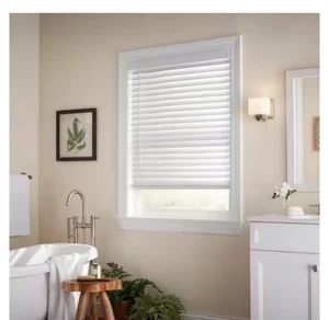 White Cordless Faux Wood Blinds for Windows with 2 in. Slats - 22.75 in. W x 36 - Picture 1 of 1