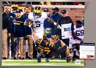 JABRILL PEPPERS SIGNED 11x14 PHOTO MICHIGAN WOLVERINES PSA/DNA ROOKIE GRAPH COA - Image 1 of 2