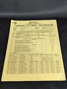 Harry Potter & The Deathly Hallows Call Sheet 59 Bellatrix fight scene Collector - Foto 1 di 5