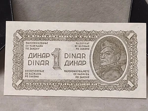 Yugoslavia, 1 Dinar, 1944, , WWII, ORIGINAL UNCIRCULATED FREE SHIP - Picture 1 of 2