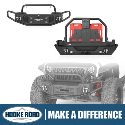  Hooke Road Front Rear Bumper w/Tire Carrier Fuel Can for 07-18 Jeep Wrangler JK Foto 1 de 4