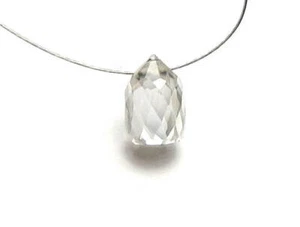 WHITE DIAMOND 9mm Faceted Bullet Teardrop Focal Bead 3 carats - Imagen 1 de 2