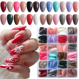 576pc Medium Press on Nails Almond Fake Nails Full Cover Acrylic Nails Press ... - Picture 1 of 8