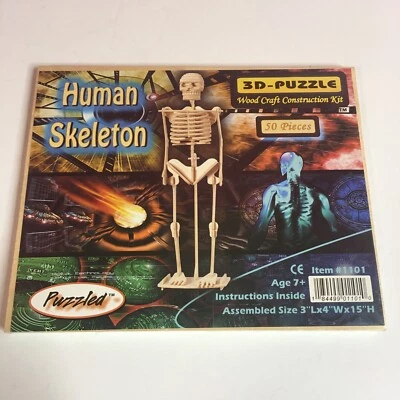 Puzzled Human Skeleton Wood Craft 50 Piece 3-D  - Image 1 of 4