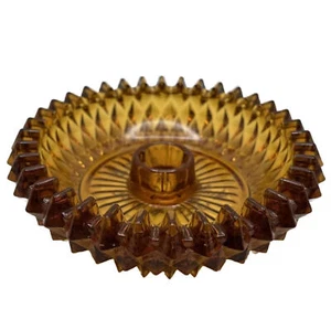 Indiana Amber Glass Candle Holder Diamond Point Vintage Decor - Picture 1 of 2