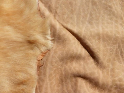 sheepskin leather hide Cognac Tipped Cream Silky Toscana w/Pebbled Matte back - Image 1 of 4