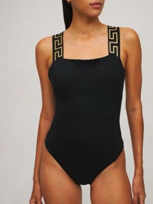 Versace Greca Border Black Gold One Piece Swimsuit Size 1/ XS NWT $425 - Image 1 of 4