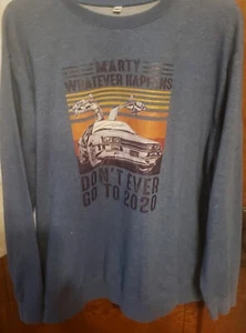 MENS XLARGE LONG SLEEVE LIGHT SWEATSHIRT. BACK TO THE FUTURE/ 2020 REFERENCE - Picture 1 of 3