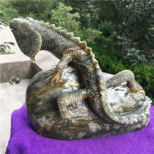  Rare Diospyros ebenum Koenig,Master carving, full of dynamic Lizard statue   - Picture 1 of 12