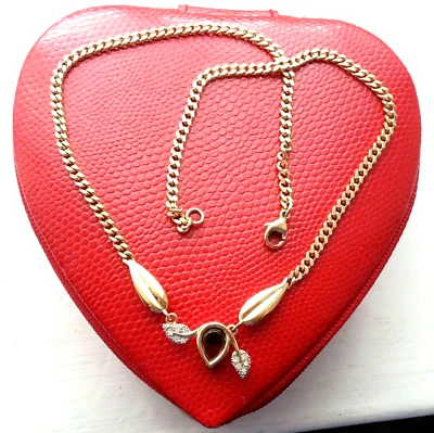 Edles Pierre Lang Collier goldfarbig mit Granat und Glizersteinchen - Bild 1 von 4