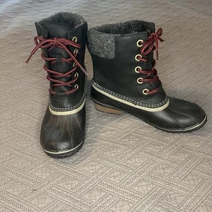 Sorel Womens 8.5 Winter Snow Boots Slimpack Lace II Boot Black NL2348-010 - Picture 1 of 13
