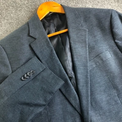 Banana Republic Jacket Mens 40R Blue Standard Fit Wool Linen Blend Two Button - Image 1 of 4