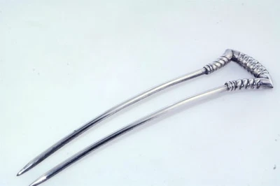 Antique Victorian Silver Hair Comb Two Prong - image 1 of 4