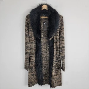 Bcbgmaxazria Strickjacke Damen S vorne offen Longline Kunstfellkragen Freizeit Taschen - Bild 1 von 13