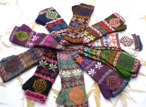 Calentadores de muñeca de alpaca sin dedos, guantes Fagin multicolor * suaves y cálidos - Imagen 1 de 41