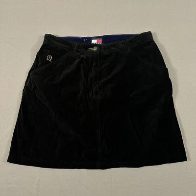 Vintage Y2K Tommy Hilfiger Jeans Velvet Skirt Black Women’s 16 - Image 1 of 4