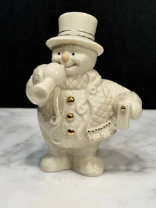 Lenox Celebration Snowman Figurine with Horn, Noisemaker, Ivory with Gold Trim - Picture 1 of 7