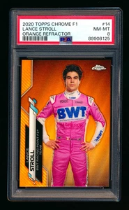 2020 Topps Chrome F1 #14 Lance Stroll RC Orange Refractor Portrait #16/25 PSA 8 - Picture 1 of 2
