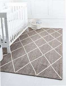 Natural Rug Rectangle Jute Rustic Rug Space Room Area Carpet Floor Mats Rug