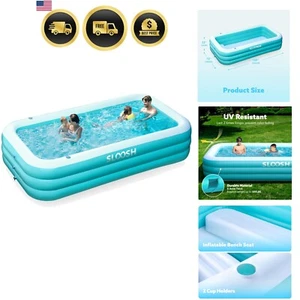 Aufblasbarer Familienpool mit Sitzplätzen 120x72x22 cm groß Hinterhof Sommer Wasser - Bild 1 von 10