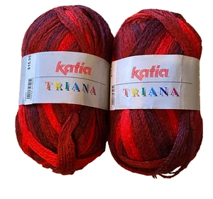 LOT OF 2 KATIA TRIANA 33yds Color #44 Multi Reds Ribbon Lace YARN - Picture 1 of 4