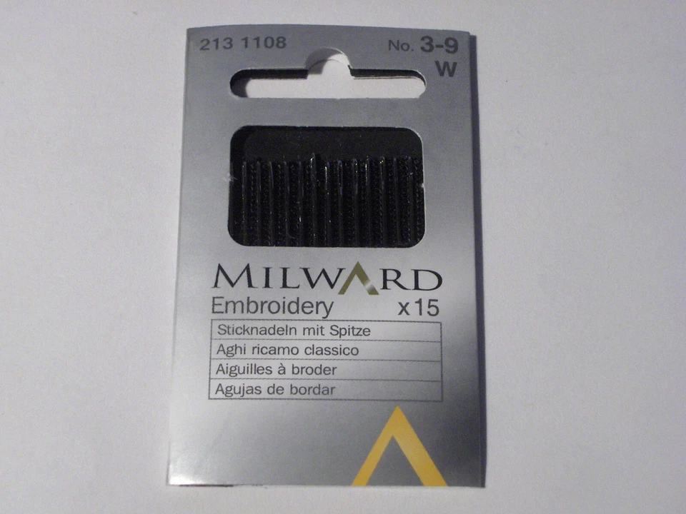 BUSTINA CON 15 AGHI ACCIAIO DA RICAMO CLASSICO MILWARD N° 3/9 ART 2131108 - Immagine 1 di 1