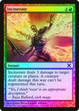 Incinerate FOIL 10th Edition PLD Red Common MAGIC THE GATHERING CARD ABUGames